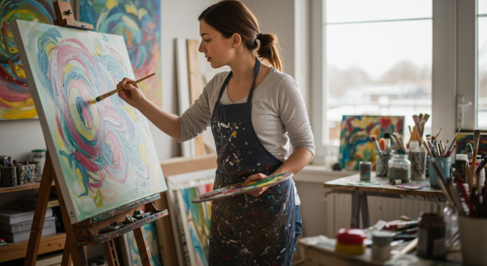 Portrait of Artist Anya in her studio